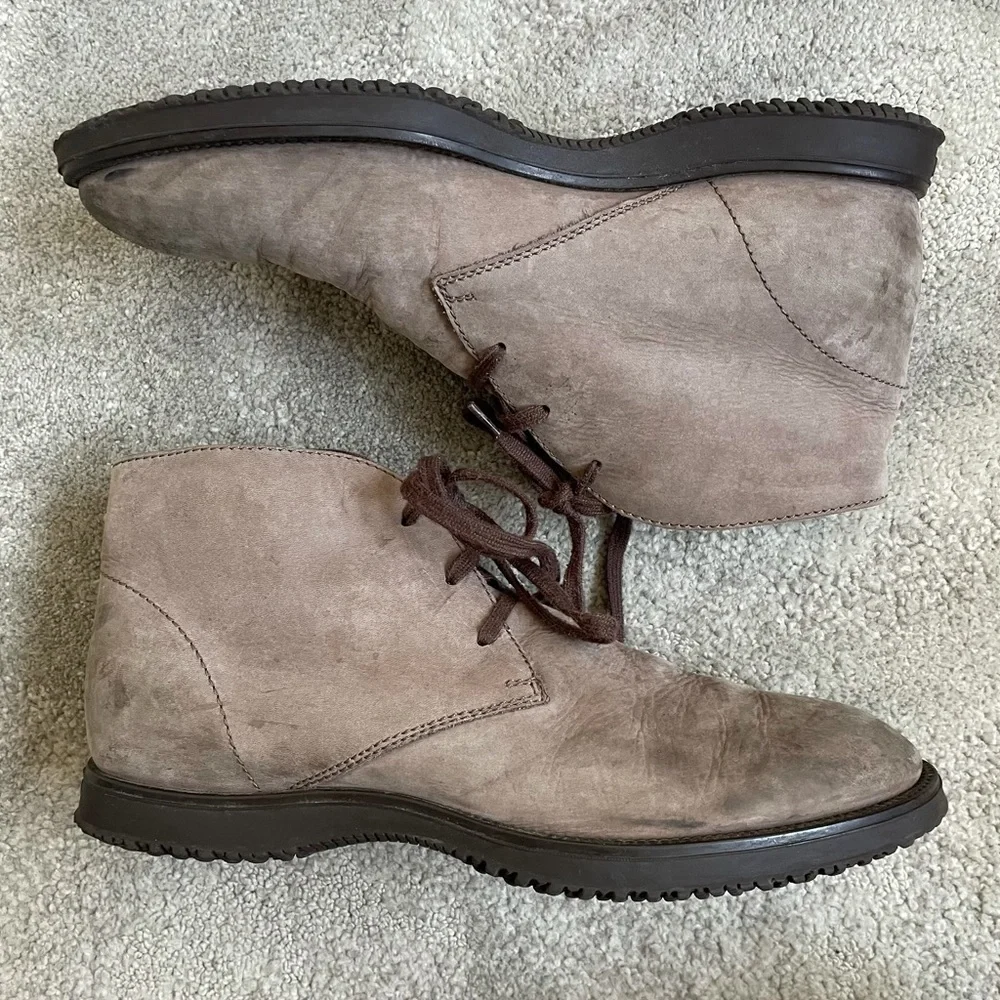 Hogan Brown Taupe Nubuck Desert Lace Up Chukka Boots Size 7.5